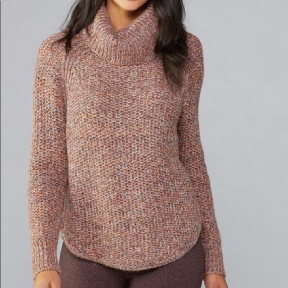 Prana Sweater Womens Medium Callisto Cowl Neck Marled Knit Wool Alpaca Chunky